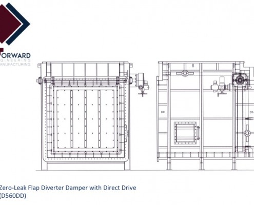 Zero Leak Flap Diverter Damper Direct Drive - D560DD -Drawing